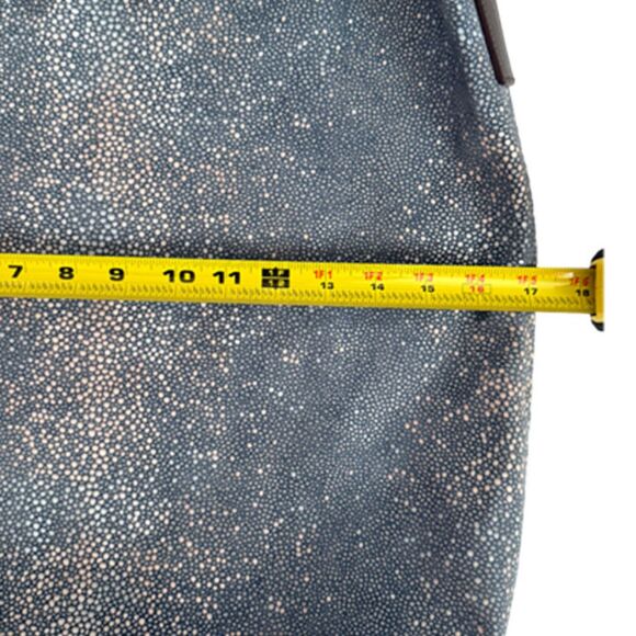 Linde Gallery St Barth Leather Blue Sparkle Large Shopping Tote Bag - Picture 11 of 13